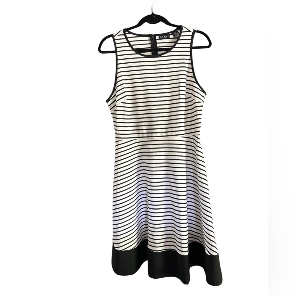 Nicole Miller Black and White Fit and Flare Dress